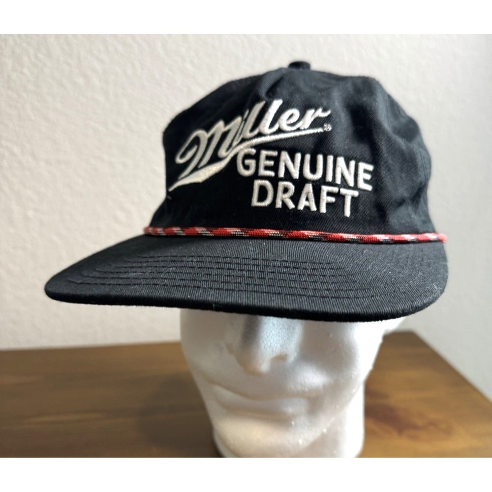 Miller Genuine Draft Beer Rope Trim Snapback Trucker Cap Hat Mad Engine